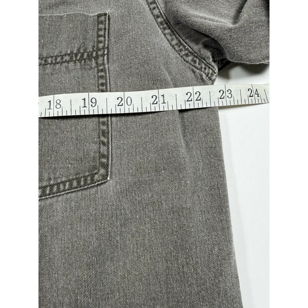 Vintage 90s Levis Denim Shirt Mens Medium Gray Faded Washed Button Up Workwear
